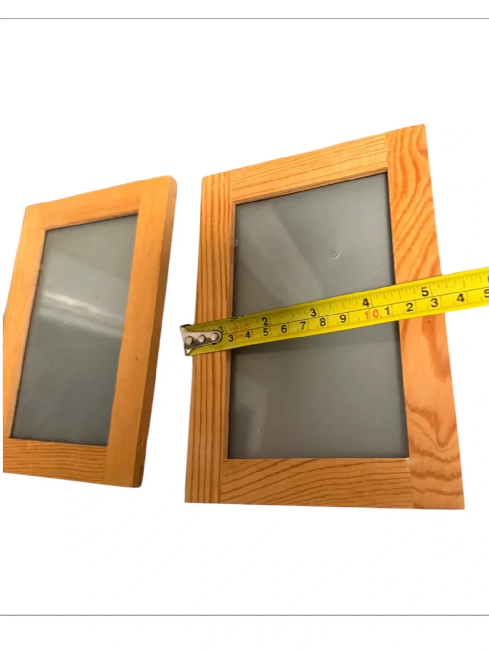 Vintage Set of 2 Simple Wooden Picture Frames in Natural Wood Tone